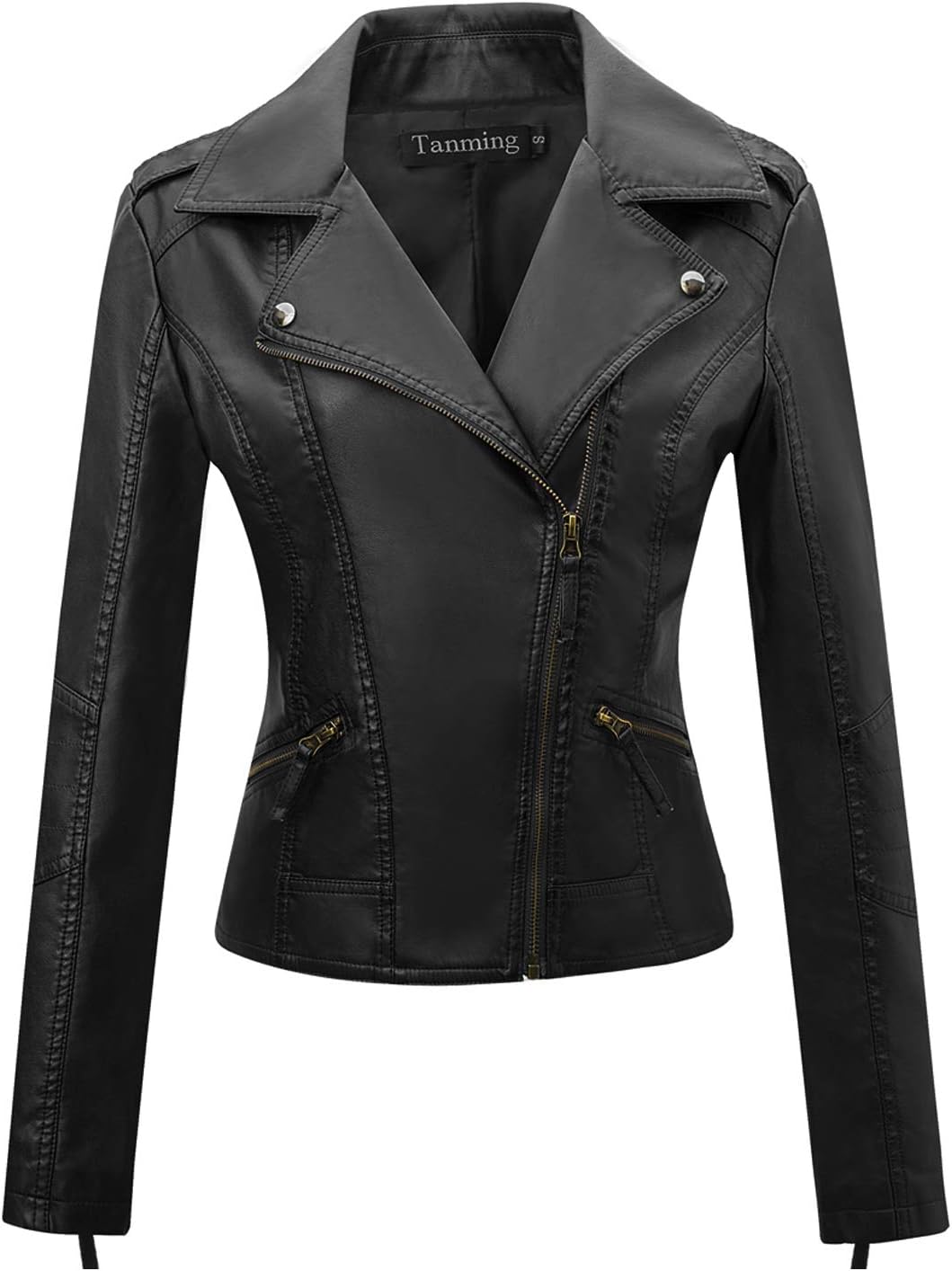 Tanming Women's Faux Leather Moto Biker Short Coat Jacket Review