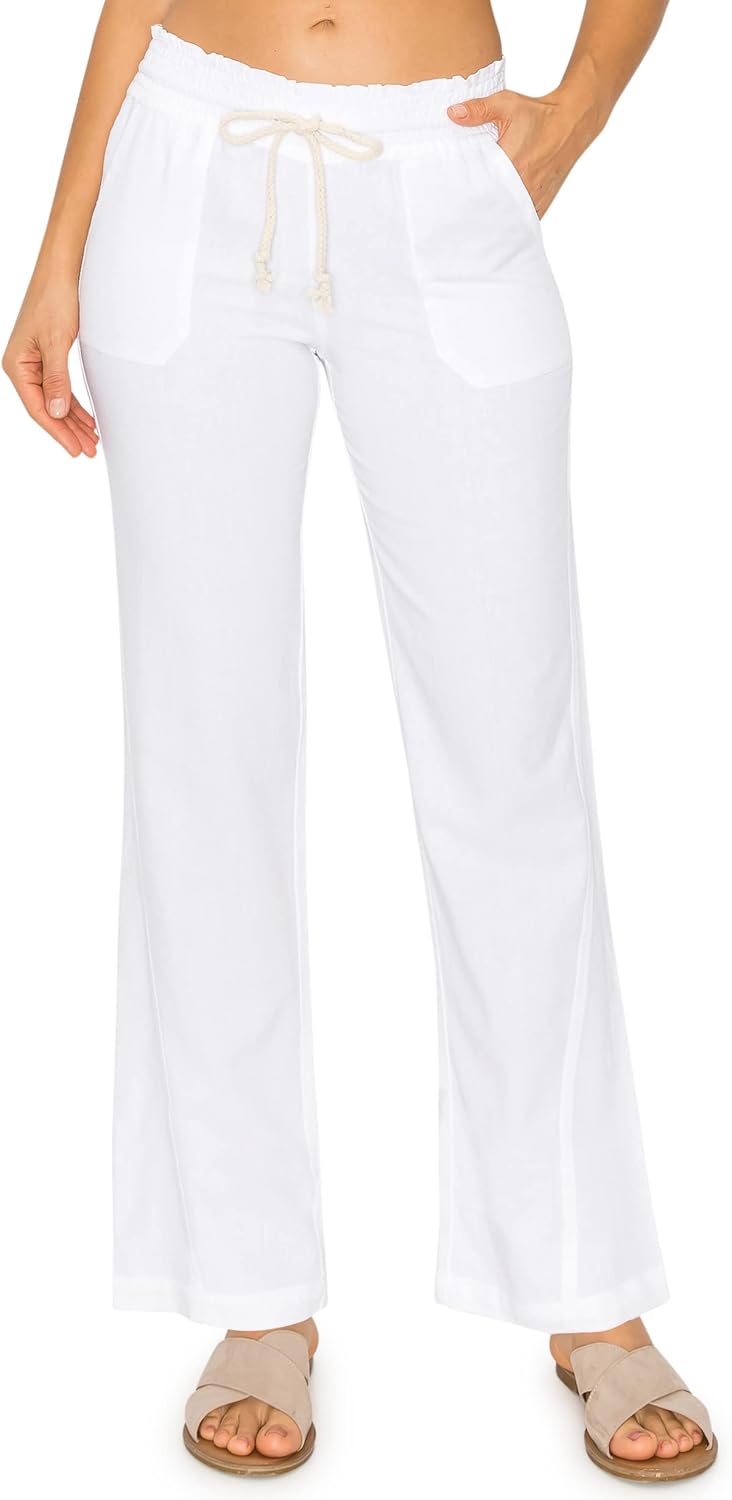 Cali1850 Women's Casual Linen Pants - Comfortable Beach Trousers