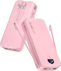 Portable Charger Power Bank 20000mAh Pink - Built-In Cables & Wall