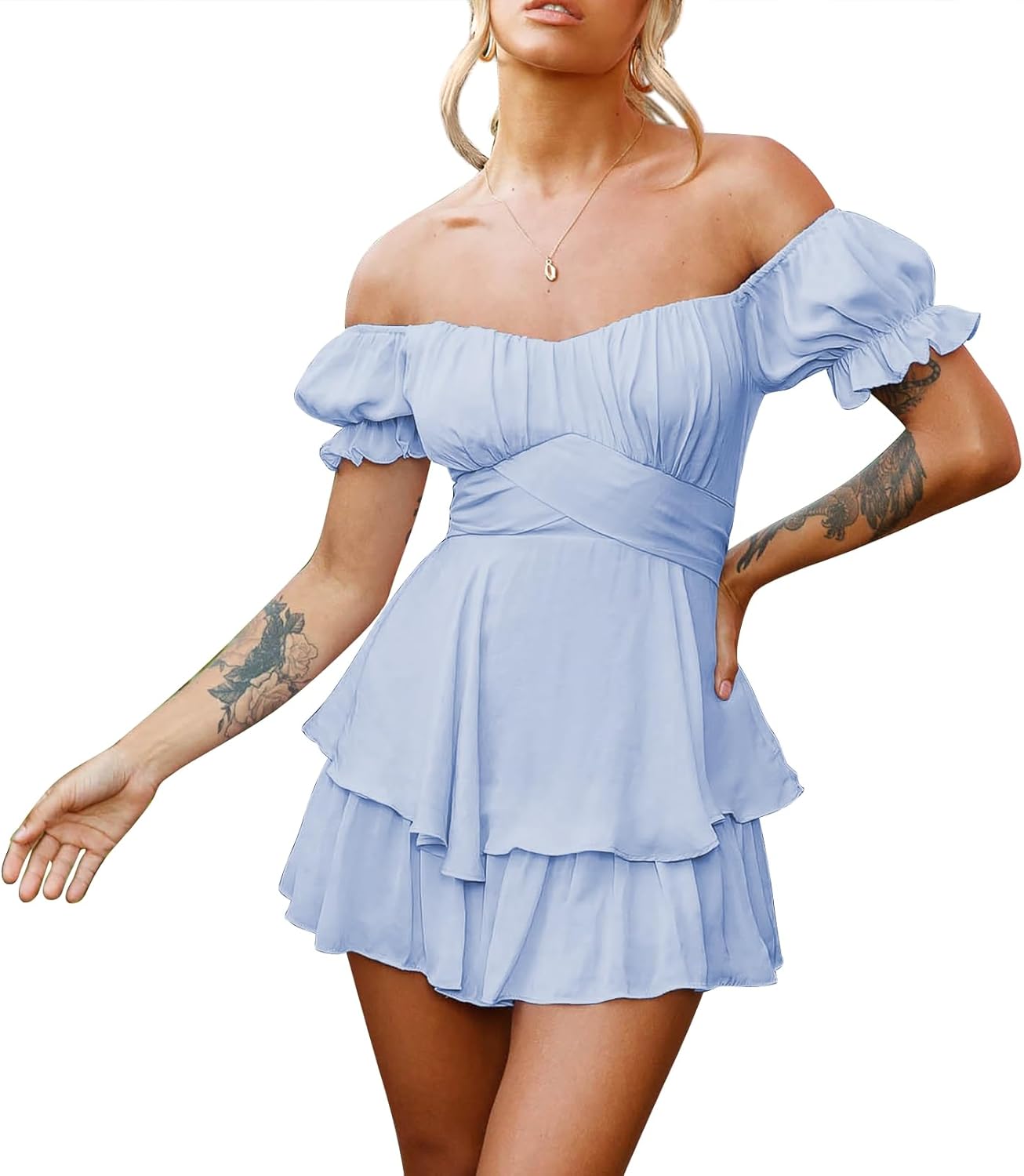 Boho Floral Off Shoulder Ruffle Chiffon Jumpsuit for Women