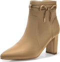 Womens Pointed Toe Ankle Boots with Bow Accent - Dressy Block Heel