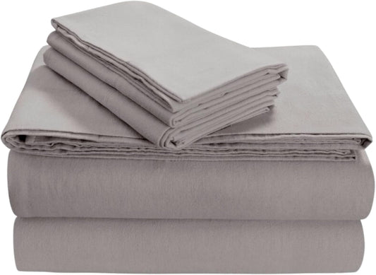 Luxury Solid Flannel Deep Pocket Sheet Set King - Platinum