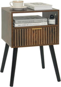 Small Nightstand Wood Bedside Table with Drawer - Modern Rustic