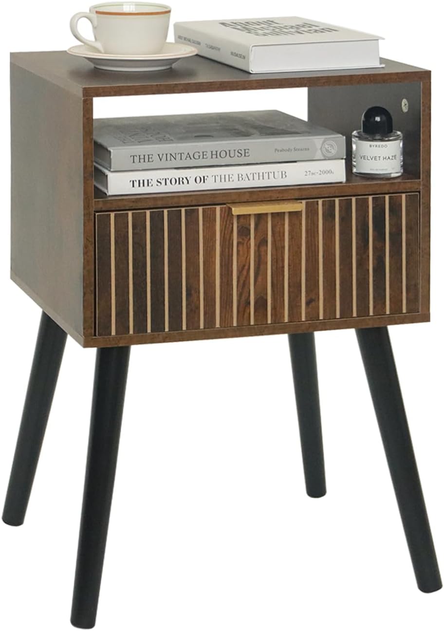 MaxSmeo Small Nightstand with Drawer for Bedroom Spaces