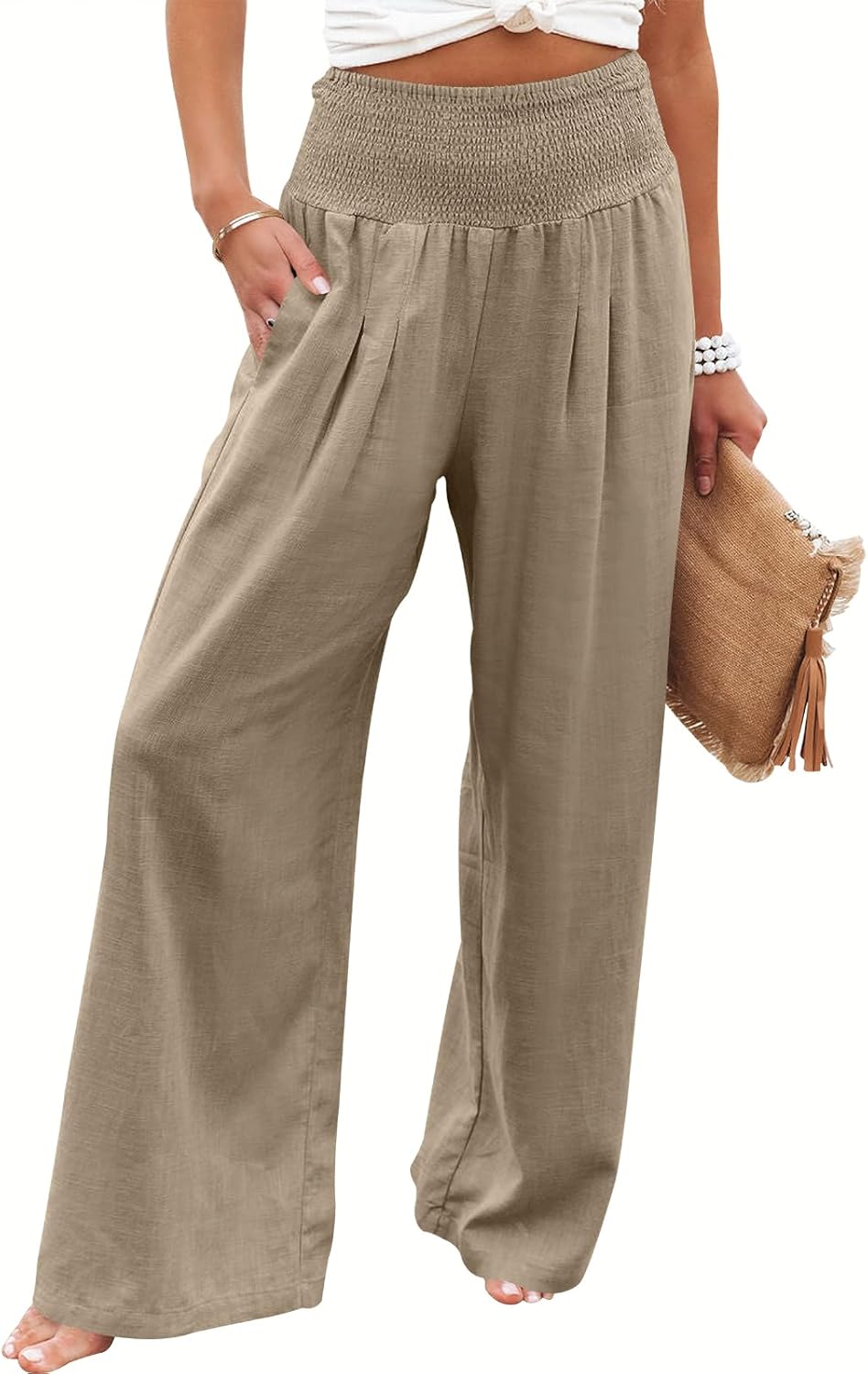 Linen Palazzo Pants for Women - Boho Wide Leg Summer Style