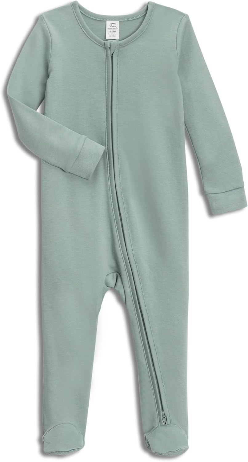 Organic Cotton Baby Zip-Up Footed Sleeper for Newborns