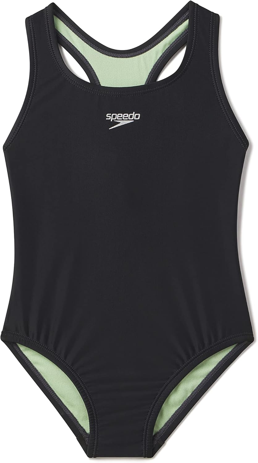 Speedo Girl's One Piece Closed Racerback Swimsuit for Comfort