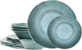 Missyip Melamine Dinnerware Set 12 Pc for 4 - Durable Indoor & Outdoor