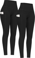 High Waist Yoga Pants with Pockets - Tummy Control Leggings 2 Pack