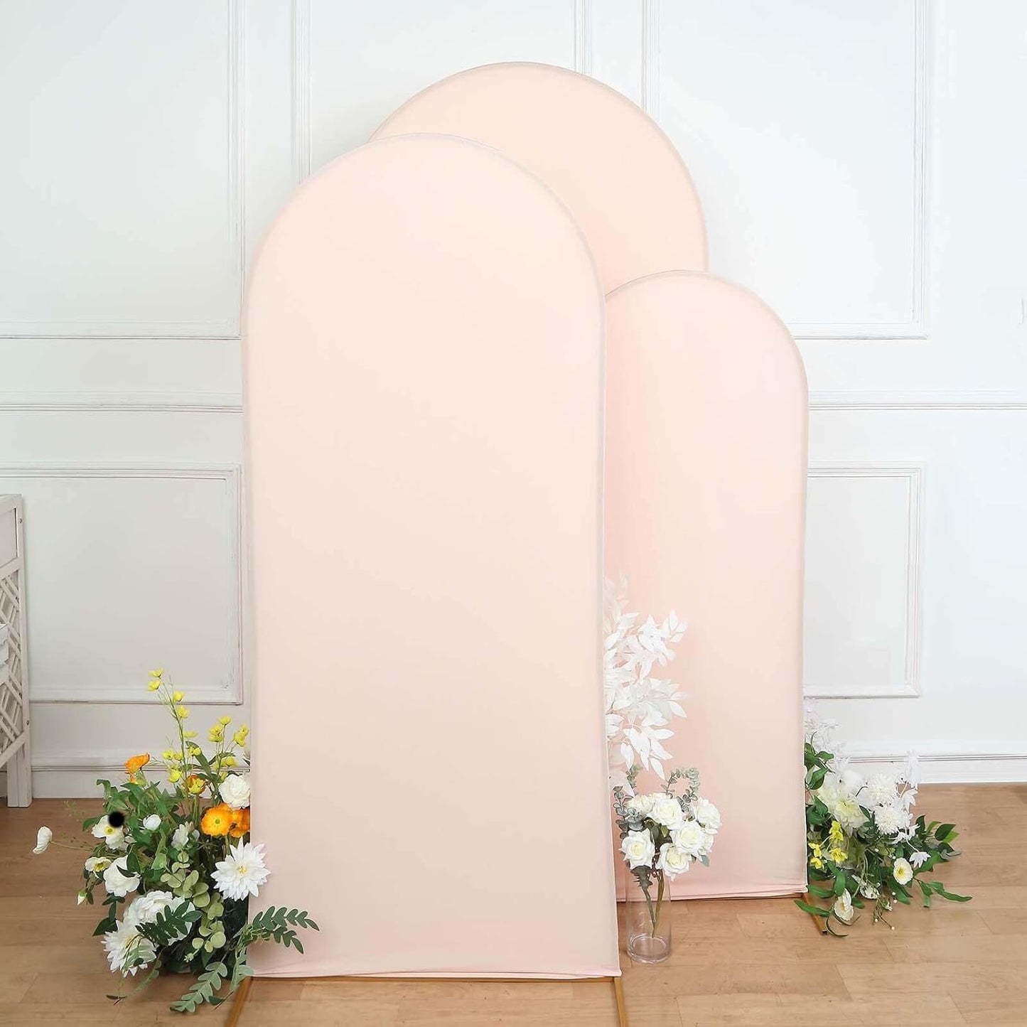 Matte Blush Rose Gold Spandex Fitted Wedding Arch Covers Set
