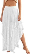 Womens Lace Long Skirt - Flowy Asymmetrical Beach Maxi Skirt