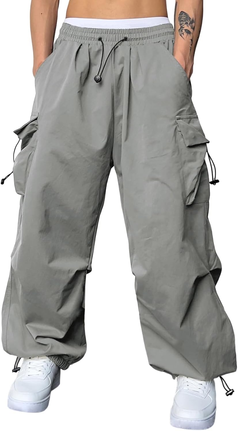 Trendy Casual Parachute Pants for Men - Baggy Cargo Style