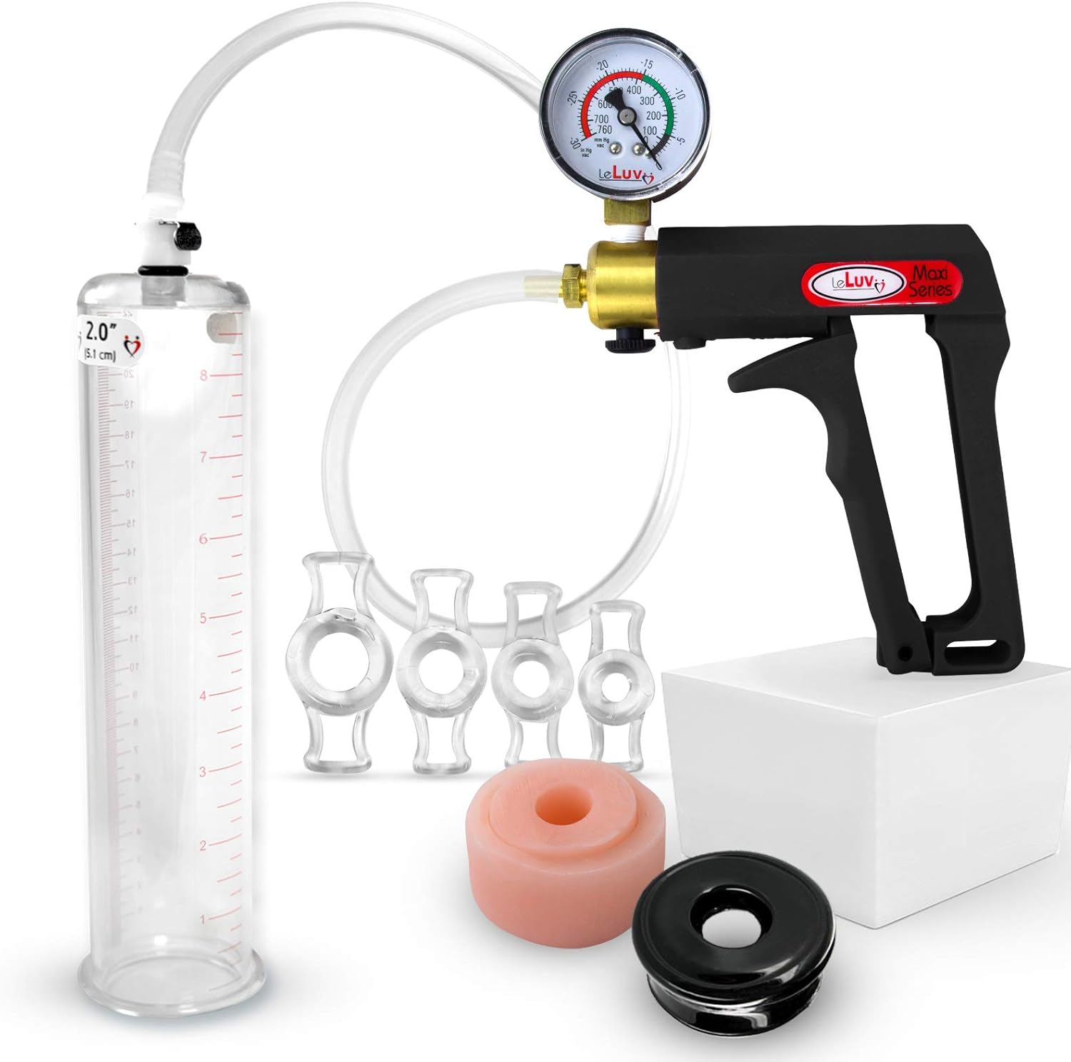 LeLuv Penis Pump Maxi with Gauge and Accessories for Enhanced Pleasure