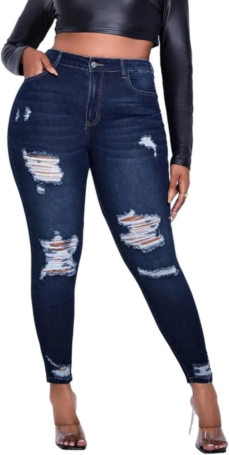 ALLABREVE Womens Plus Size Skinny Jeans for Stylish Comfort