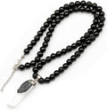 Natural Raw Tourmaline Pendant Black Onyx Beaded Necklace - Unique