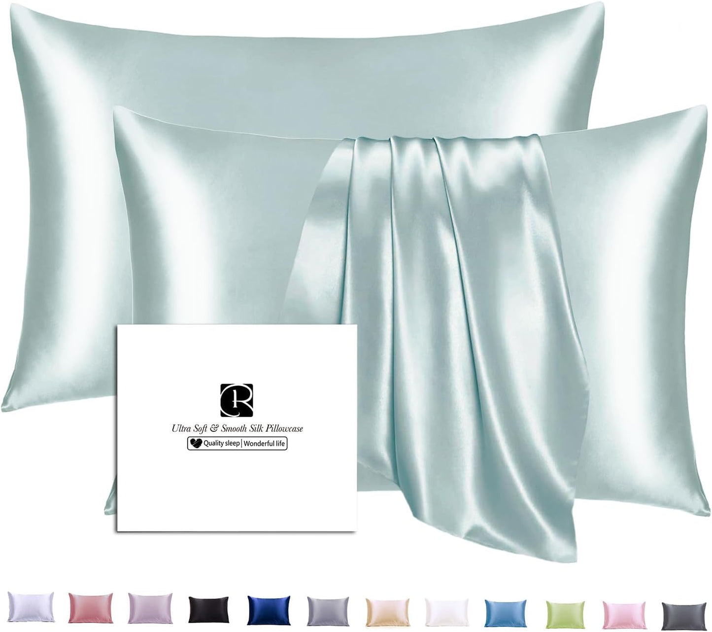 Ravmix Silk Pillow Cases 2 Pack for Hair Skin with Zipper
