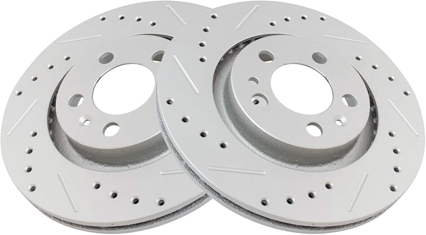TRQ Front Performance Brake Rotors Set for Volkswagen Vehicles