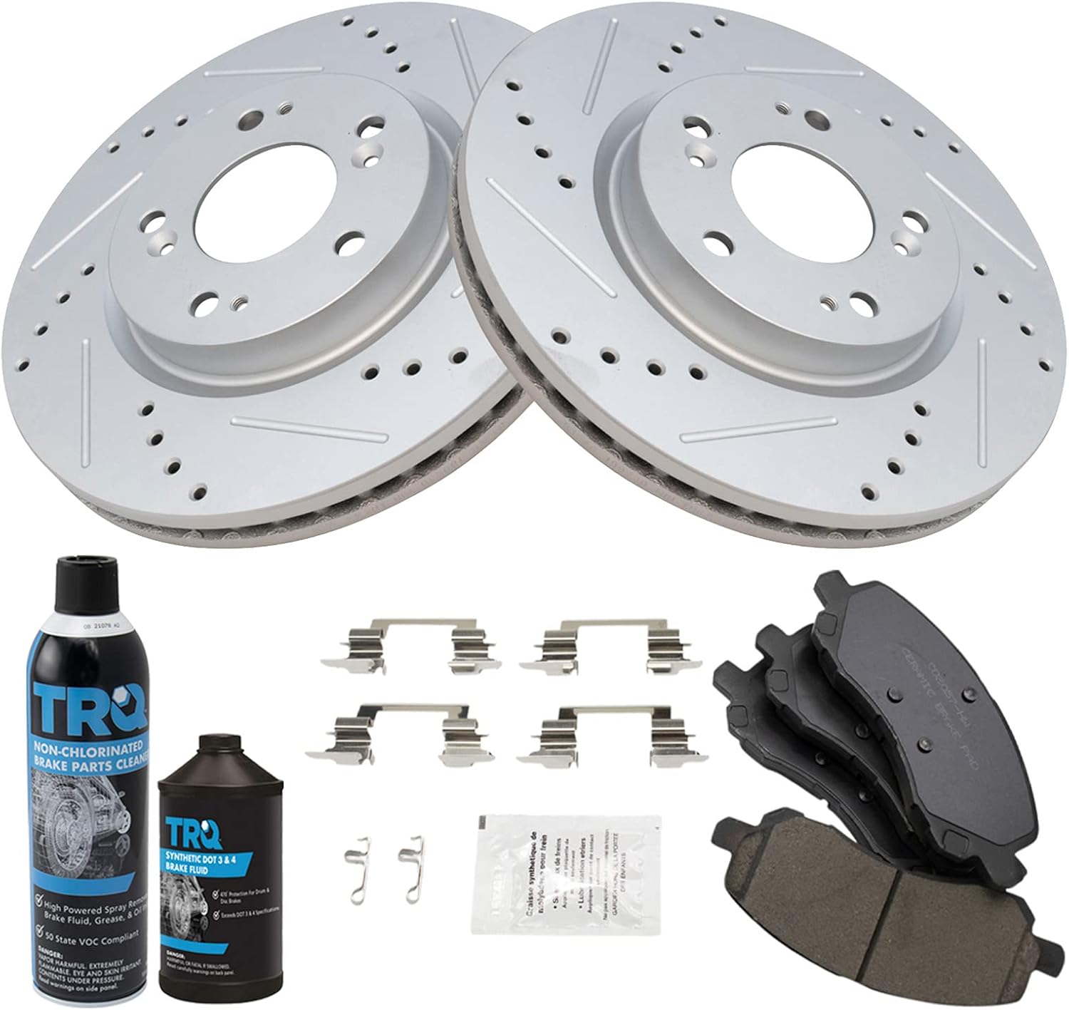 TRQ Front Performance Brake Pad & Rotor Kit for Jeep Compass