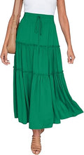 Boho Elastic High Waist A Line Ruffle Swing Beach Maxi Skirt - Flowy