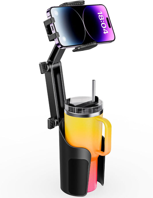 TAZENI 2-in-1 Car Cup Holder Mount - Height Adjustable - Fits 4-7 Phones