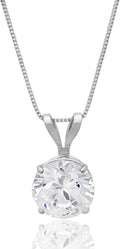 14k Gold 8mm CZ Pendant Necklace for Women - 18 in Box Chain