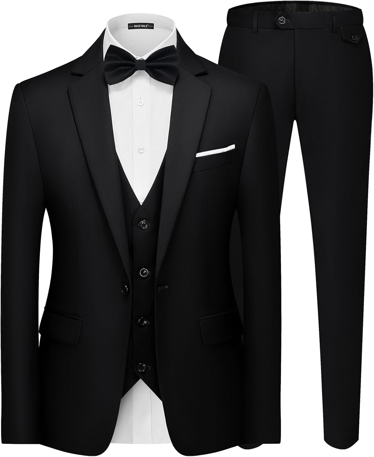 MAGE MALE Men's 3 Pieces Suit Elegant Solid Slim Fit Blazer Set