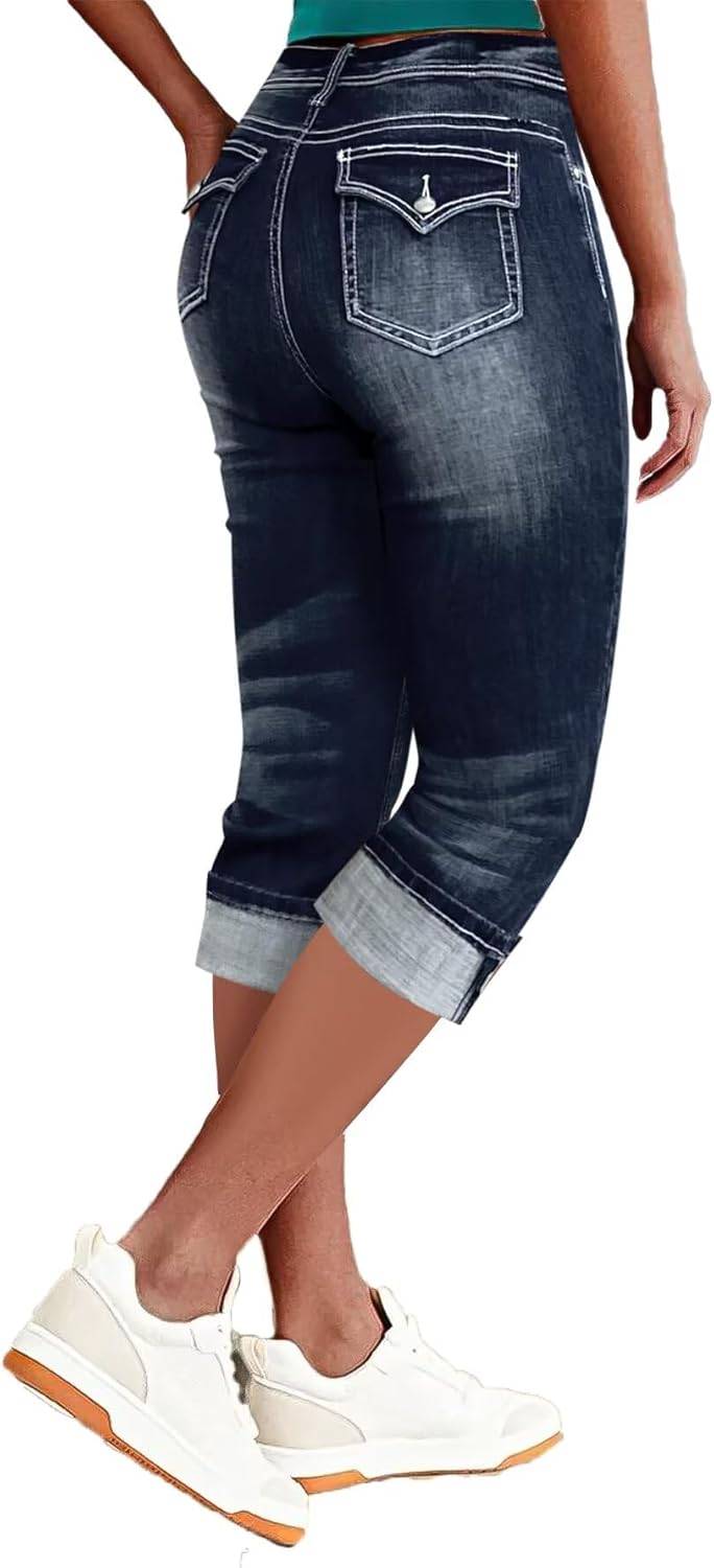Flamingals Women's Denim Capri Jeans for Stylish Comfort