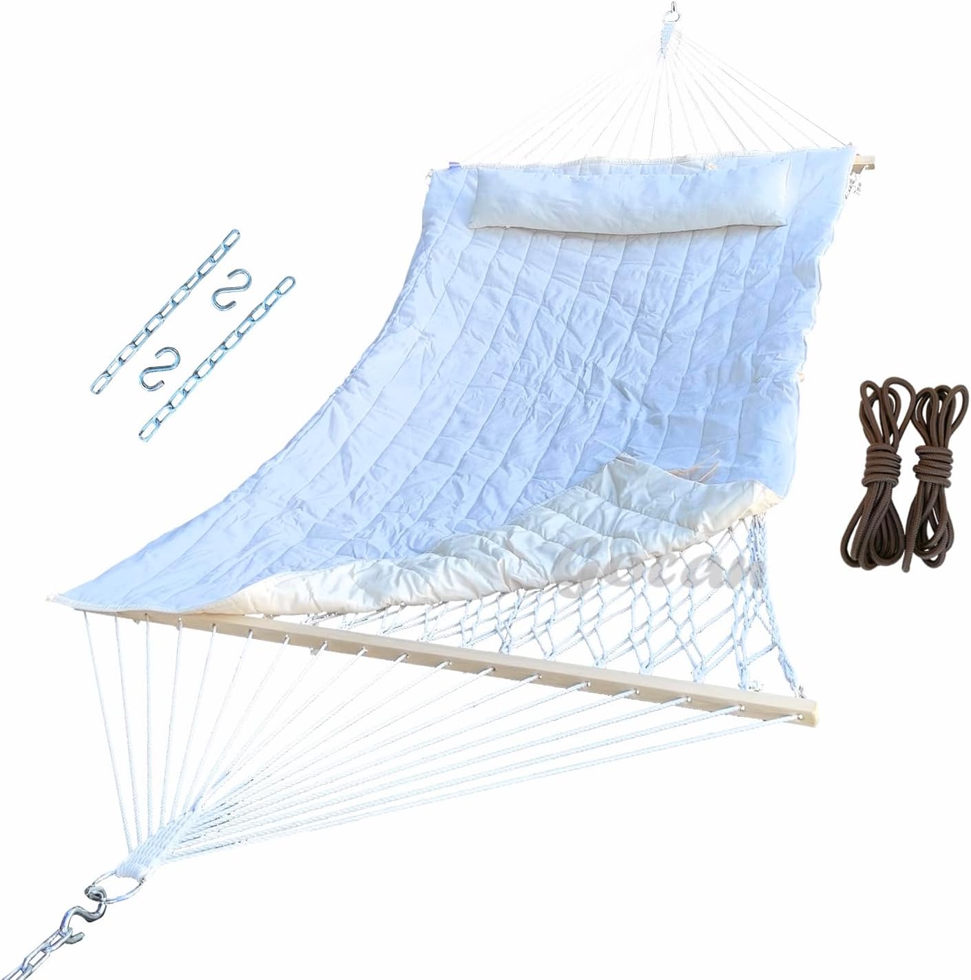Mesh Hammock with Detachable Cushion for Indoor and Outdoor Use