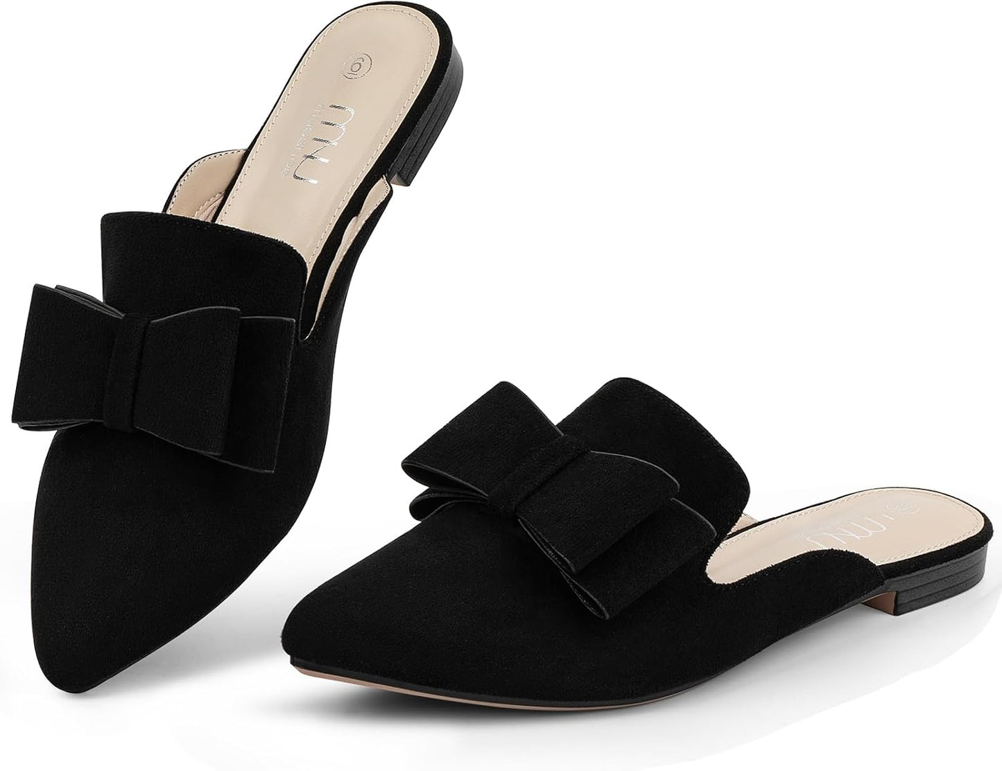 Comfortable Pointed Toe Mules for Women with Chic Bowknot