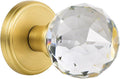Crystal Glass Door Knobs Interior Round Passage - Satin Brass