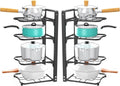 Pot and Pan Organizer Rack 2 Pack - Adjustable Heavy Duty Cabinet