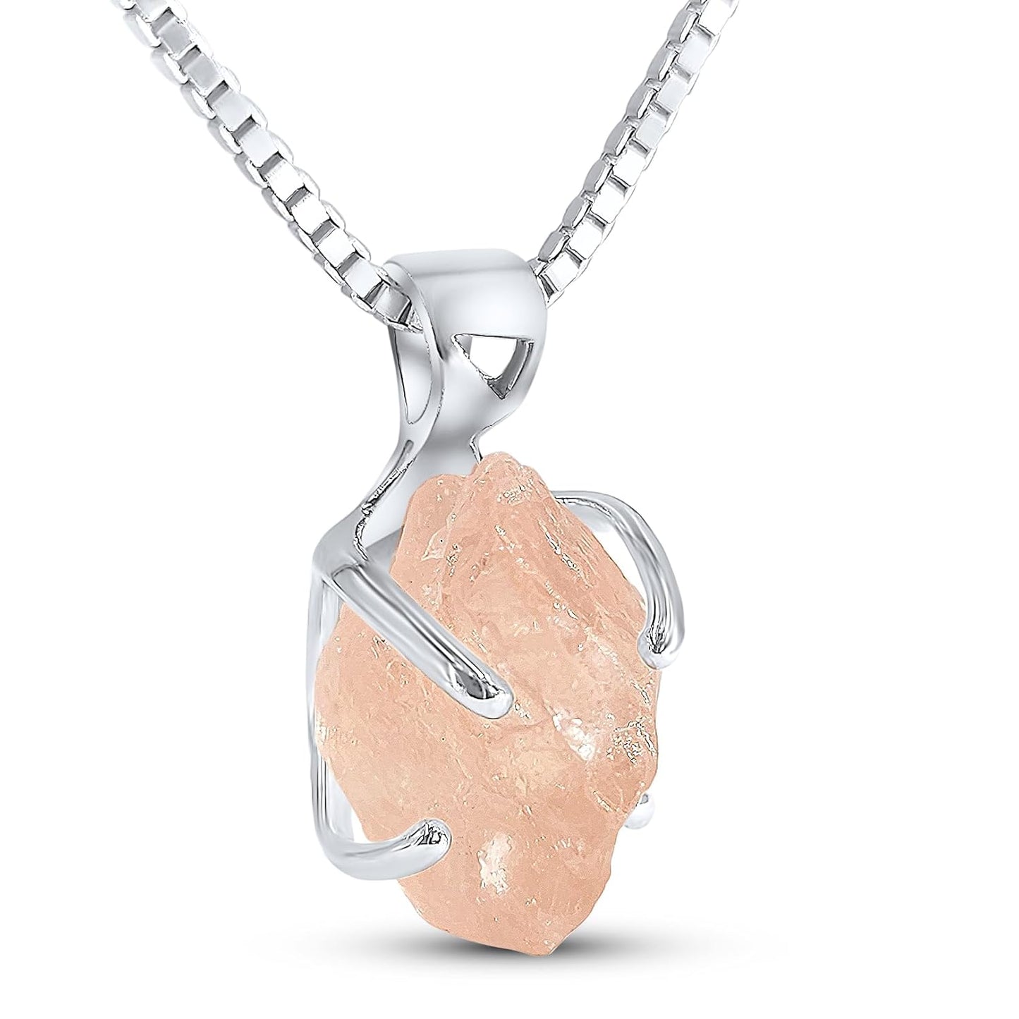 Genuine Raw Morganite Pendant Chain Necklace for Unique Gifts