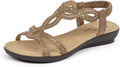 VJH confort Womens Flat Sandals Rhinestone Elastic Slip-On