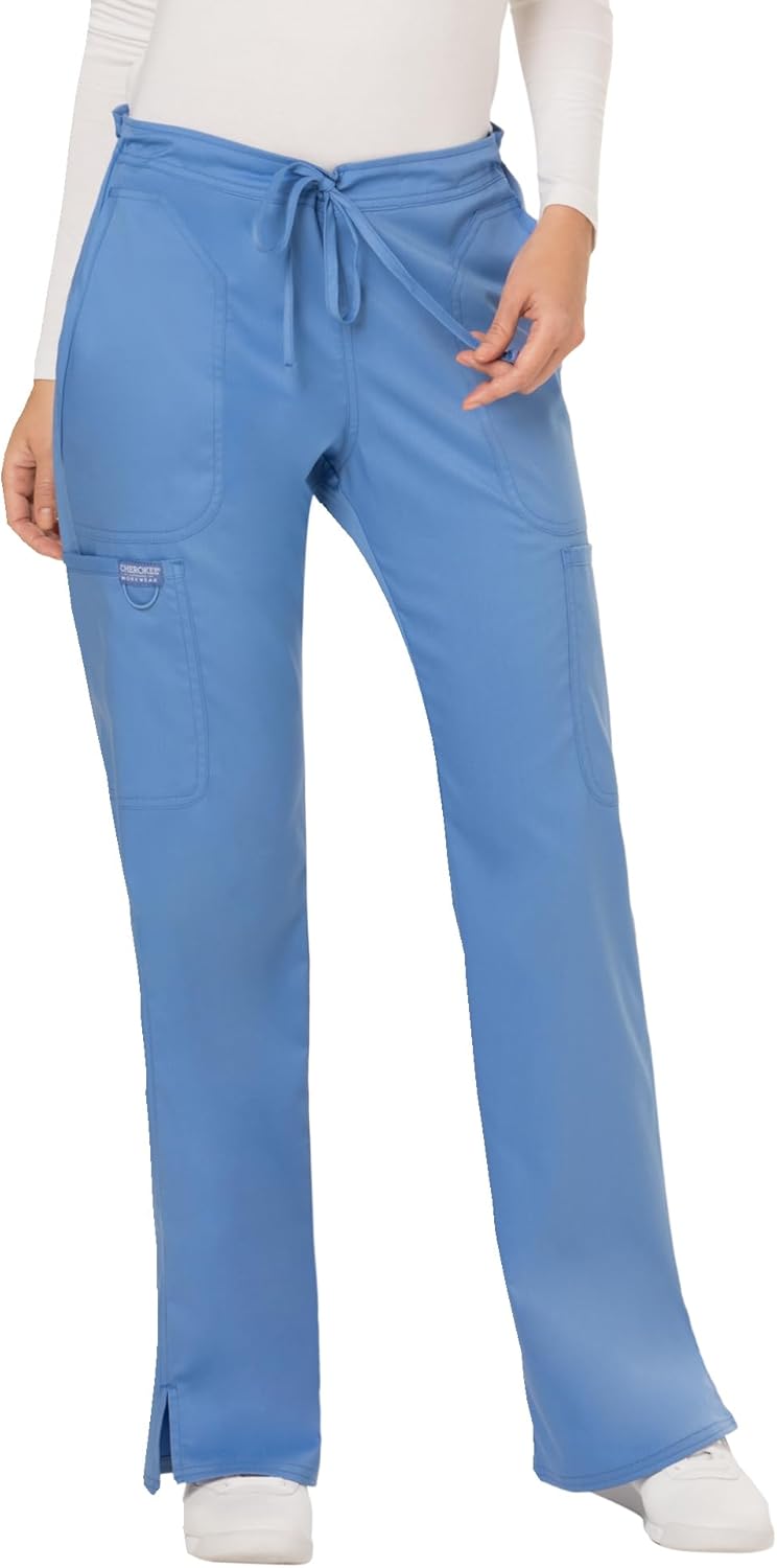 Cherokee Scrubs for Women Mid Rise Flare Drawstring Pants