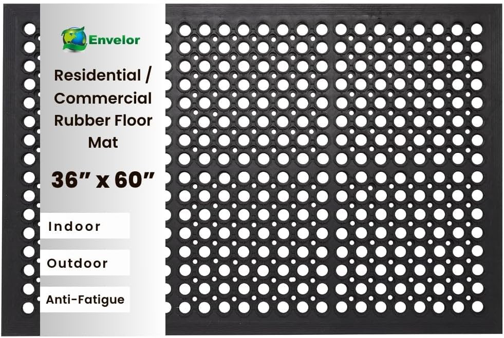 Envelor Anti Fatigue Rubber Floor Mat for Home and Garage Use