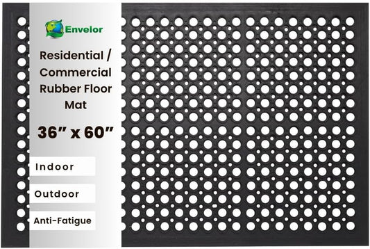 Envelor Anti Fatigue Rubber Floor Mat for Home and Garage Use
