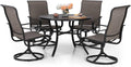 Outdoor Dining Set for 4 - Round 42in Patio Table with Swivel Chairs