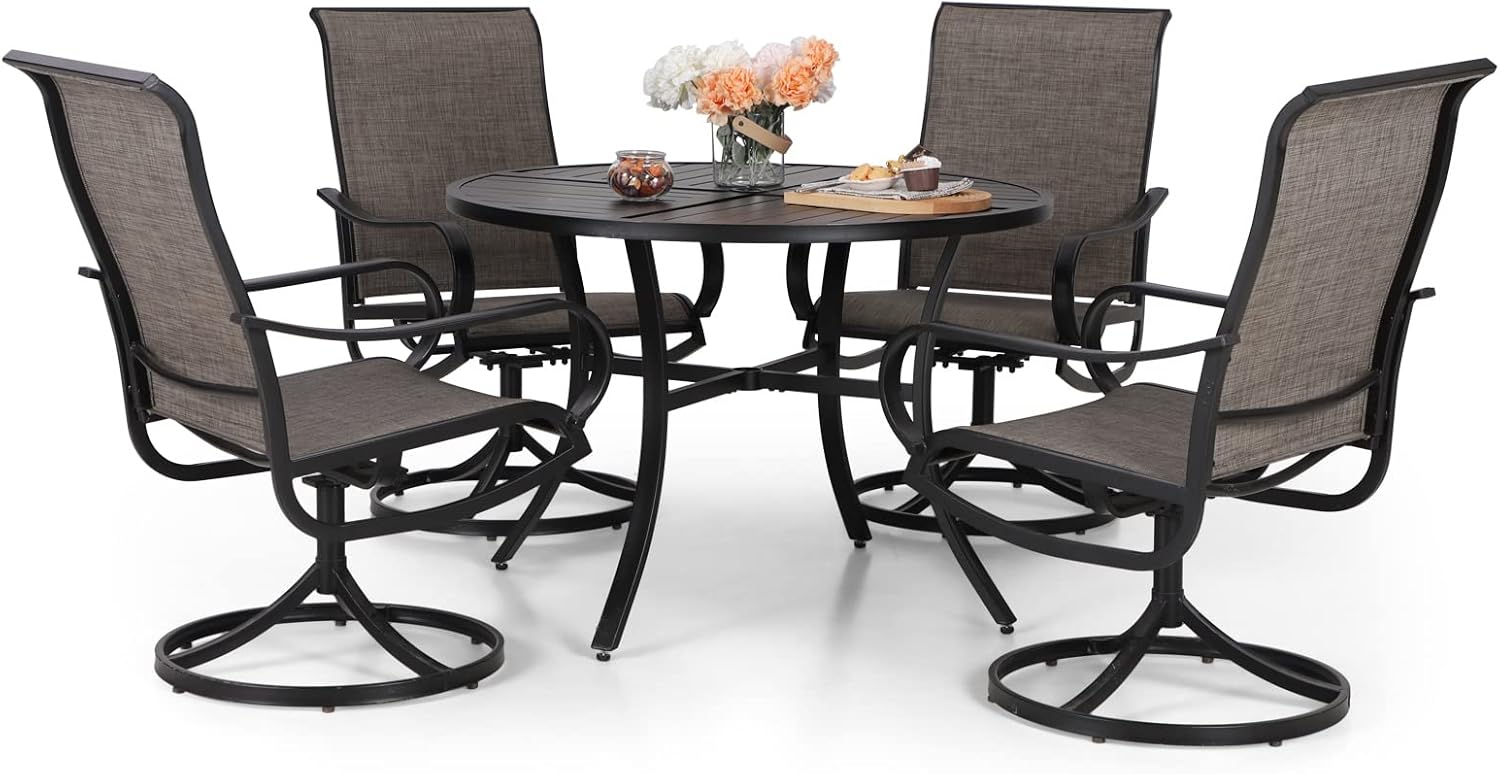 Sophia & William Outdoor Dining Set with Swivel Chairs for 4