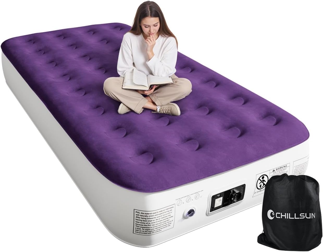 CHILLSUN Twin Air Mattress with Built-in Pump for Easy Travel