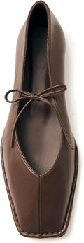 Lace Up Square Toe Ballet Flats for Women - Cute Bow Slip On Mary Jane