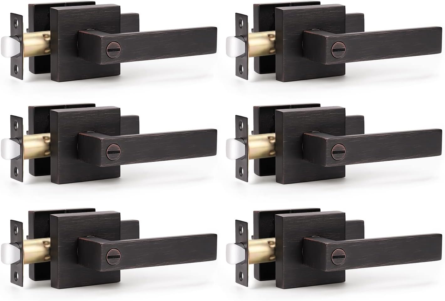 KNOBWELL 6 Pack Door Handles Bronze for Privacy and Style