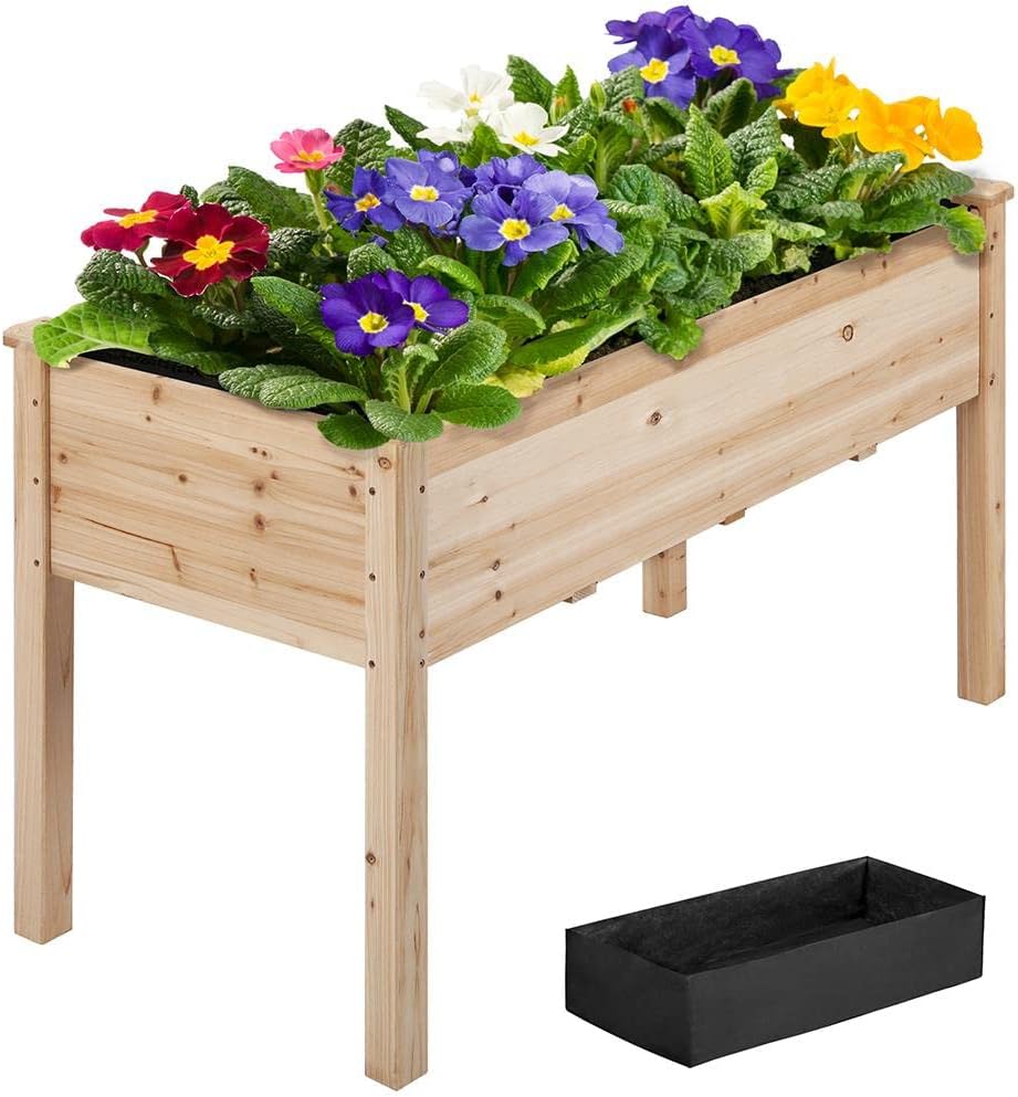 Yaheetech Elevated Wooden Horticulture Planter Box for Gardens