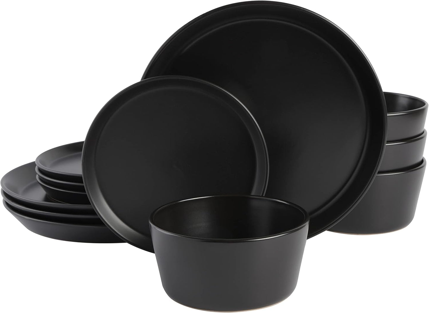 Gibson Soho Lounge Sofia Coupe Dinnerware Set for 4 - Black
