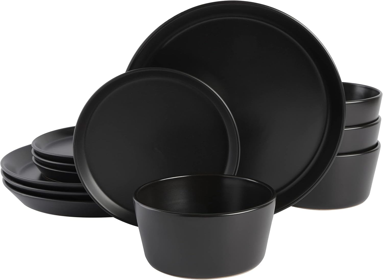 Gibson Soho Lounge Sofia Coupe Dinnerware Set for 4 - Black