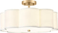 Gold Semi Flush Mount Ceiling Light 4-Light 18in Fabric Shade