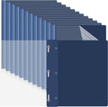 Teling 100 Pcs Clear Report Covers with 3 Prong Fasteners - Bulk Navy