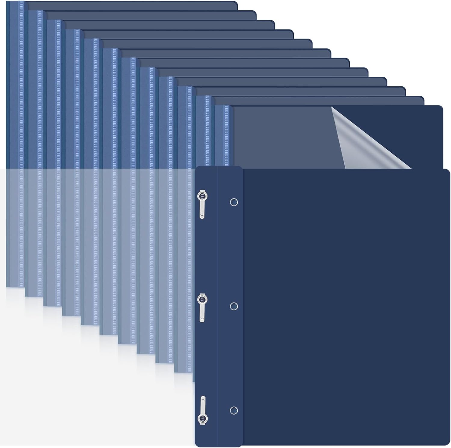 Teling 100 Pcs Plastic Report Covers with 3 Prong Fasteners