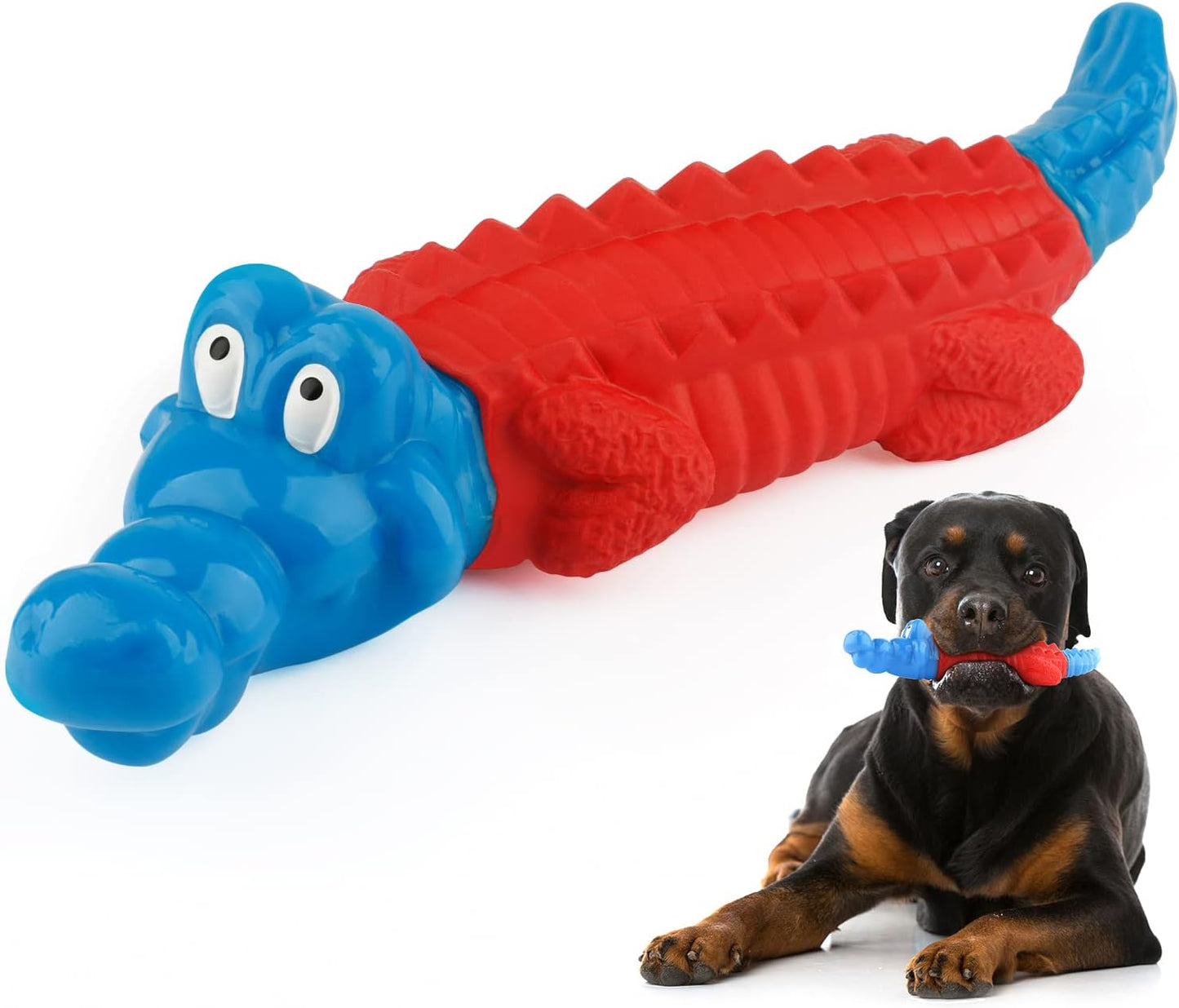 Indestructible Dog Chew Toy Set - Non Squeak, Nylon & Rubber, Alligator Design