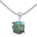 Genuine raw chrysocolla pendant chain necklace - Everyday gemstone