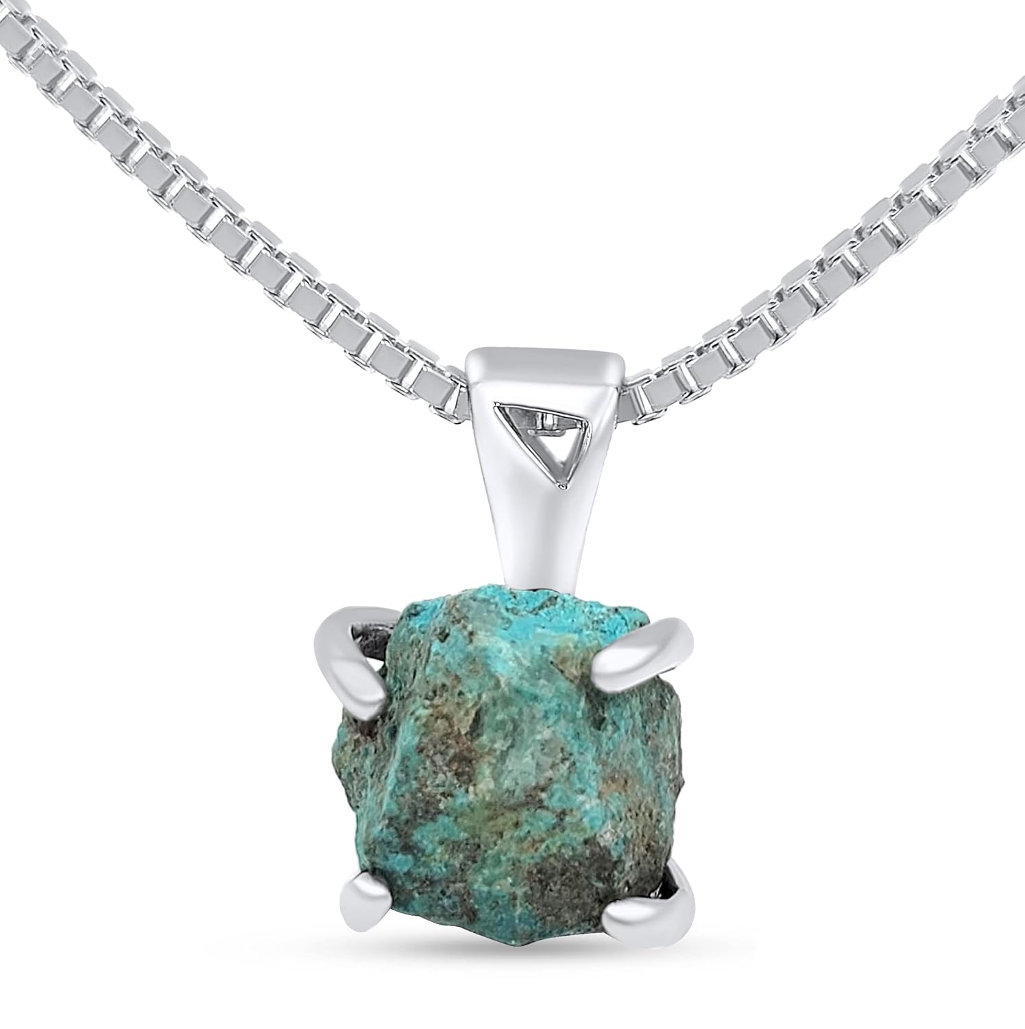 Genuine Raw Gemstone Pendant Chain Necklace with 925 Silver